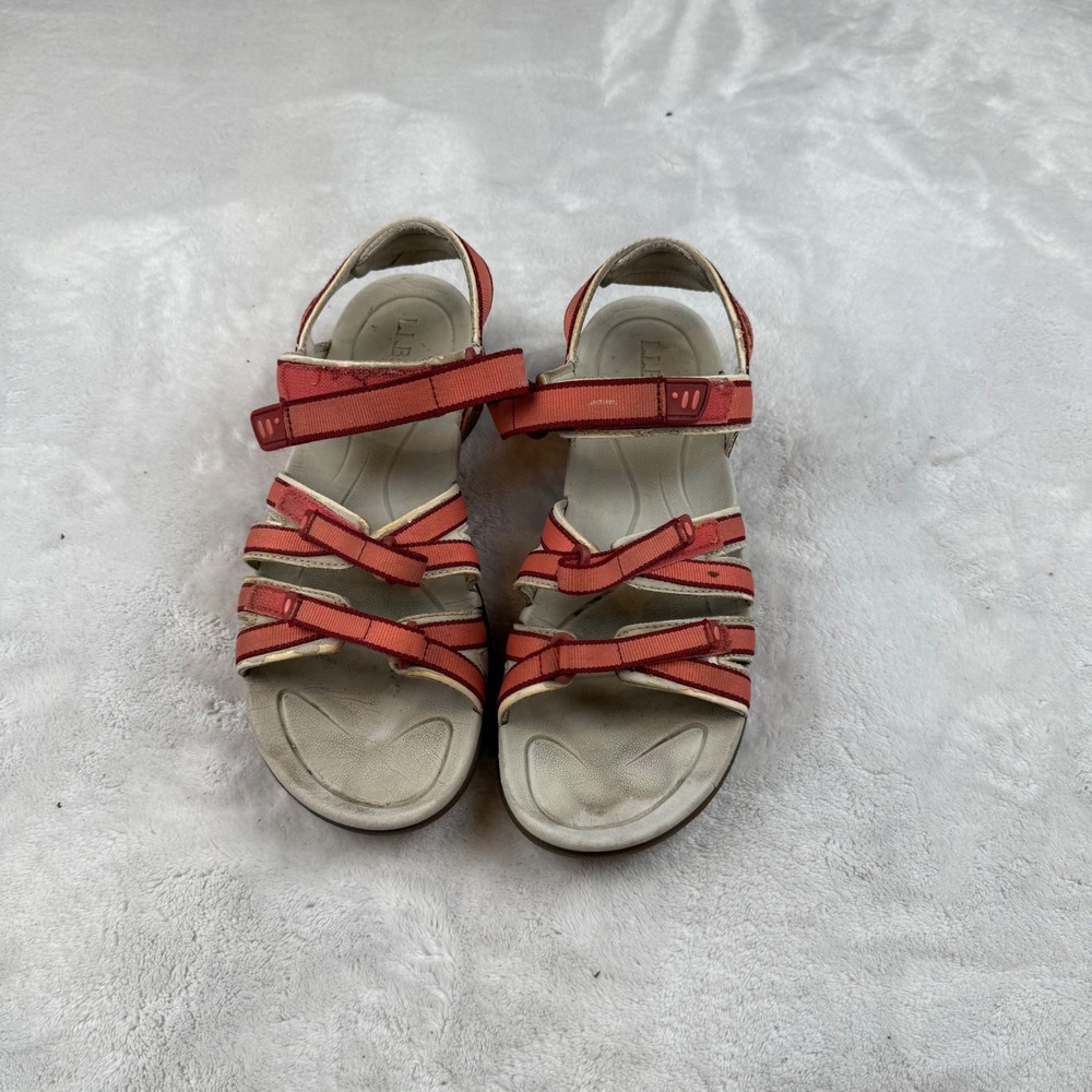 LL Bean Women's Sport Sandals Coral Pink Adjustable Straps‎ Comfort Hiking Shoes